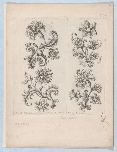 Series of Small Flower Motifs, Plate 1, ca. 1670-85 by Paul Androuet Du Cerceau