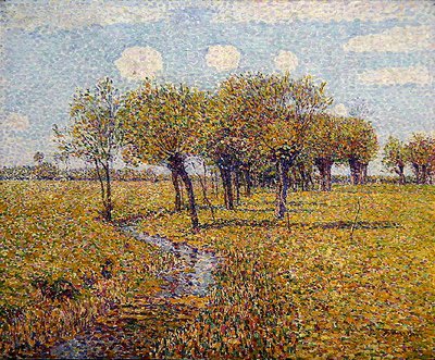 Dutch Landscape with Willow Trees in the Spring in a Small Meadow Valley by Paul Baum
