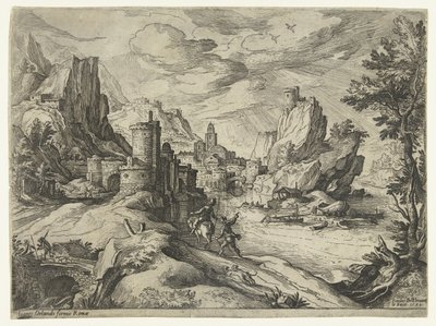 Rocky Coast in Campania with City and Travelers by Paul Bril