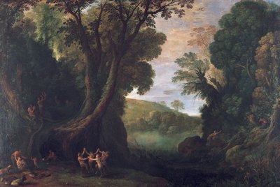 Landscape with Satyrs and Mythological Landscape by Paul Bril