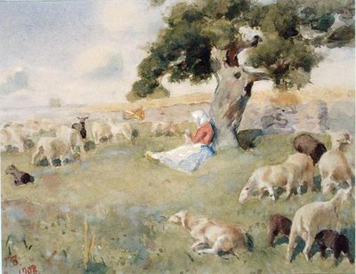 Shepherd with a Flock of Sheep by Paul Burman
