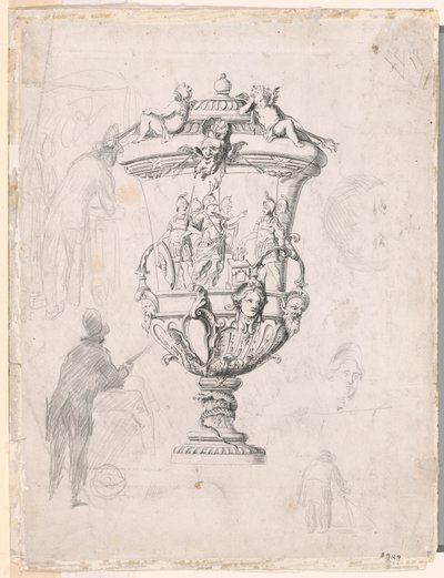 Figure Studies Around an Engraving of an Ornamental Vase by Paul Cézanne