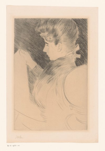 Portrait of an Unknown Reading Woman by Paul César Helleu (signed by artist)