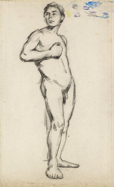 Academic Study of a Male Nude with His Right Hand Clenched Across His Chest by Paul Cézanne