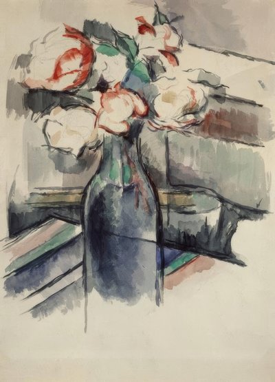 Roses in a Bottle by Paul Cézanne