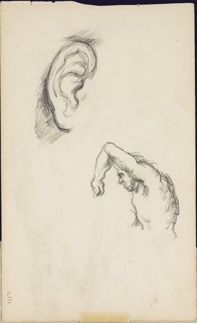 Studies after Luca Signorelli: an ear and a figure of a man, c.1877-80 by Paul Cézanne