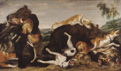 Bear Hunt or, Battle Between Dogs and Bears by Paul De Vos