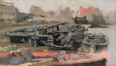 Boats Moored on the Thames by Paul Fordyce Maitland