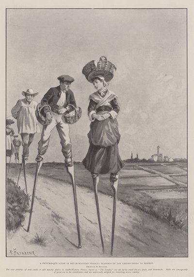 A Picturesque Scene in South-Western France, Peasants of the Landes going to Market by Paul Frenzeny