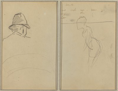 A Head of Man with Hat, Seen from Behind; A Standing Woman by Paul Gauguin