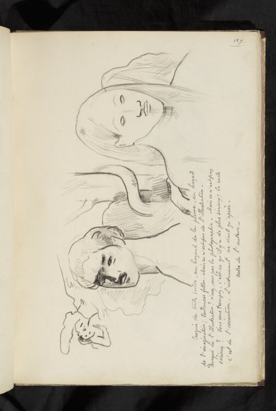 Avant et après - text and drawing of Adam and Eve with the snake winding around the tree behind them by Paul Gauguin