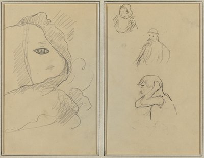 Eye and Part of Face; A Breton Woman and Two Men by Paul Gauguin