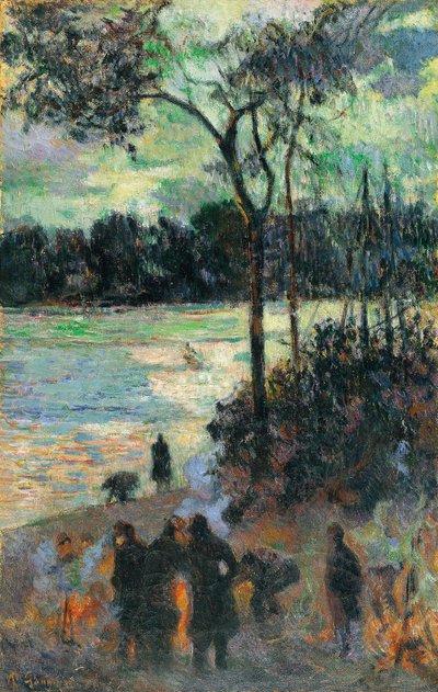 The Fire at the River Bank by Paul Gauguin