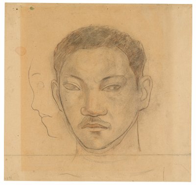 Head of a Tahitian with Profile of Second Head to His Right by Paul Gauguin