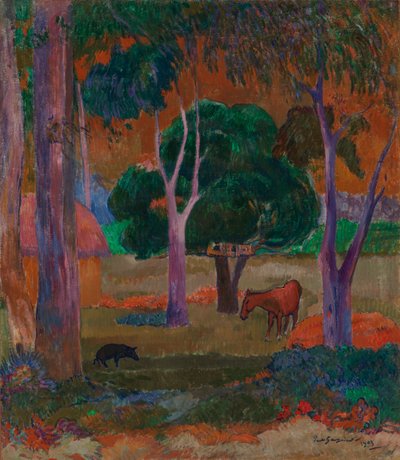 Landscape with a Pig and a Horse (Hiva Oa) by Paul Gauguin