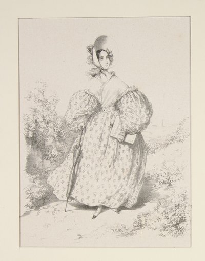 In the Countryside. Huillet 1835. Dress of Jaconet by Paul Gavarni