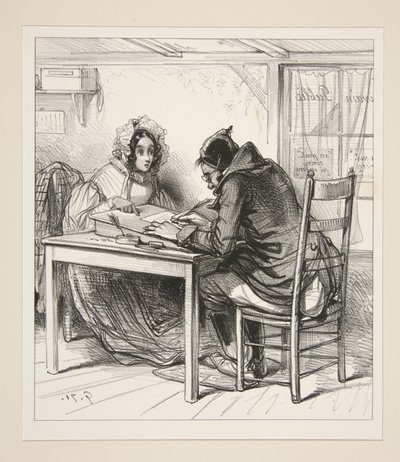 "I take up the pen with a trembling hand..." by Paul Gavarni