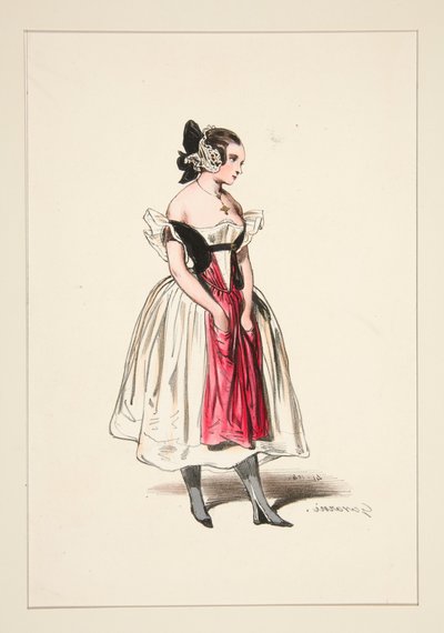 Milkmaid. Satin and Lace Bonnet. by Paul Gavarni