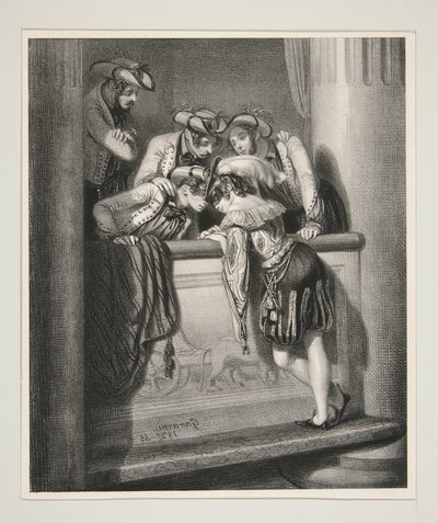 The Box of the Front Stage. Do you want to have supper with us, handsome page? by Paul Gavarni