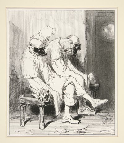 The School of Pierrots - No. 6 - The Bouquet Watch by Paul Gavarni