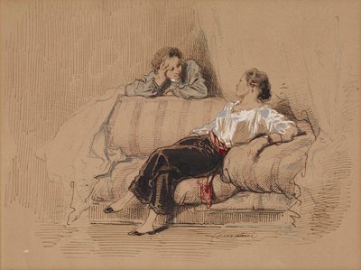 Lady on Sofa by Paul Gavarni