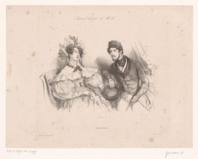 Man and Woman Talking on a Bench (Conversation) by Paul Gavarni