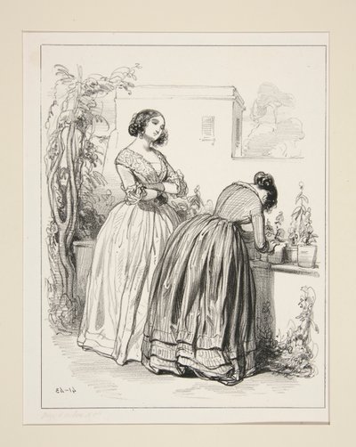Dress in Organdy, Flat Shawl, Cuffs and Flounces by Paul Gavarni