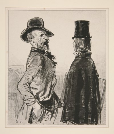 You wear a shako like that without a pompom, young man? by Paul Gavarni
