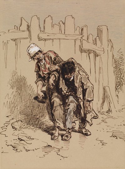 Woman Supporting a Man by Paul Gavarni