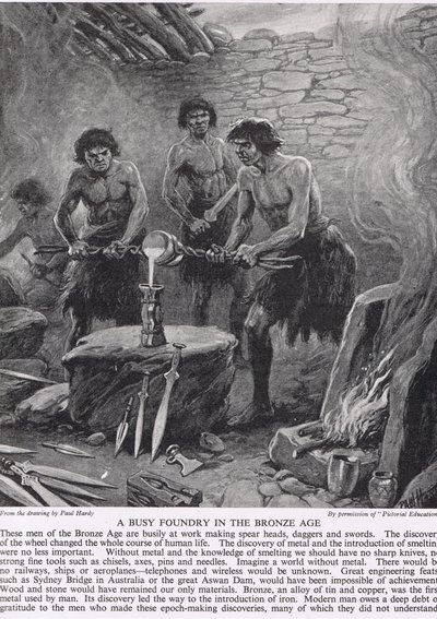 A Busy Foundry in the Bronze Age, illustration from 