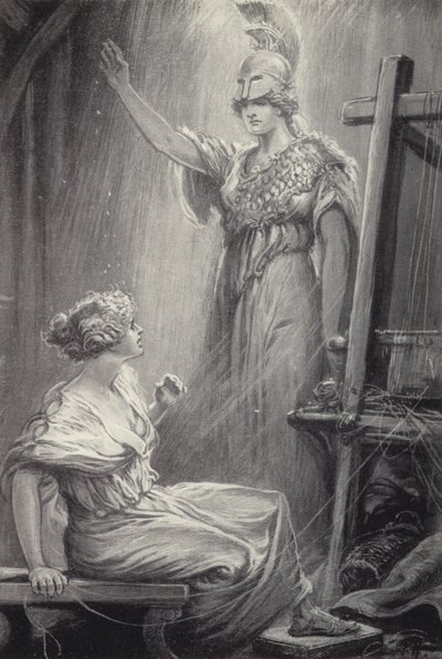Athene and Arachne by Paul Hardy