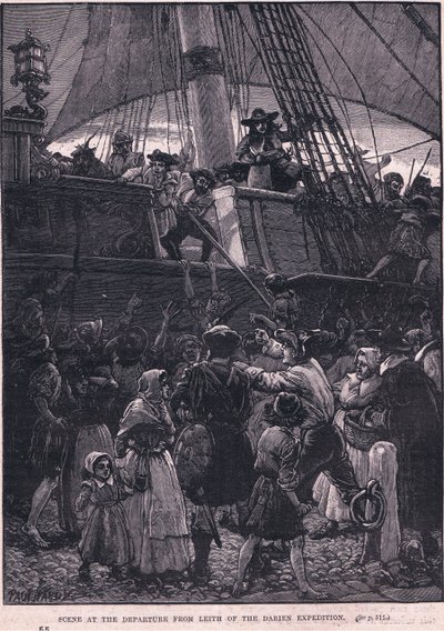 Scene of the departure from Leith of the Darien expedition AD 1698 by Paul Hardy