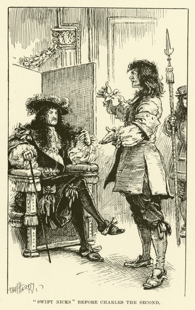 "Swift Nicks" before Charles II (engraving) by Paul Hardy