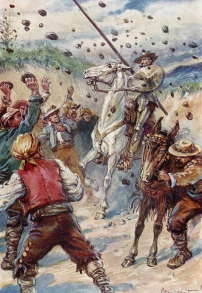 They pelted Don Quixote with a shower of stones by Paul Hardy