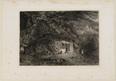 Norman Cottage with the Ruins of Arcques Castle. Beraldi 79 IFF 31 by Paul Huet