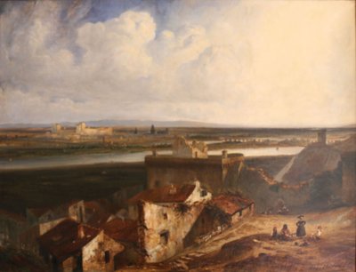 General View of Avignon and Villeneuve-les-Avignon, Taken from Inside Fort Saint-Andre by Paul Huet