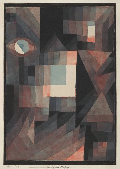 Abstract. Red/Green Gradation with some cinnabar in vertical format by Paul Klee