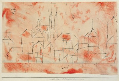 City with gothic cathedral by Paul Klee