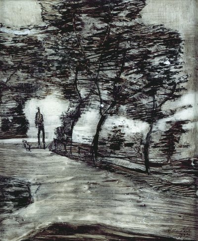 Park Path, with Tall Man and Dog by Paul Klee