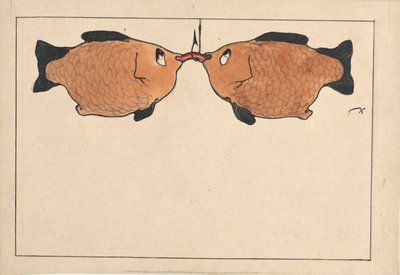 Untitled Two Fishes, a Hook, a Worm by Paul Klee