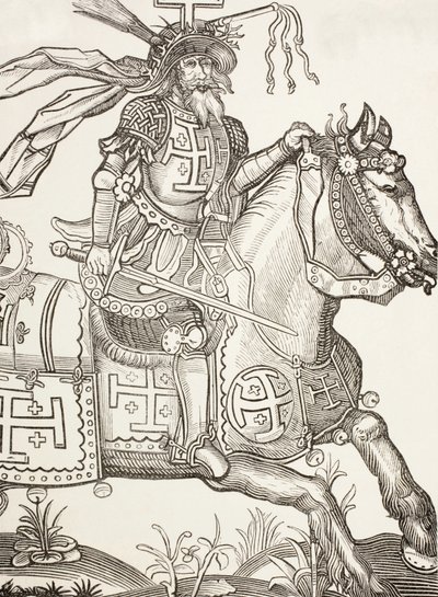 Godfrey of Bouillon, Medieval Frankish Knight (after a 15th century woodcut) by Paul Lacroix