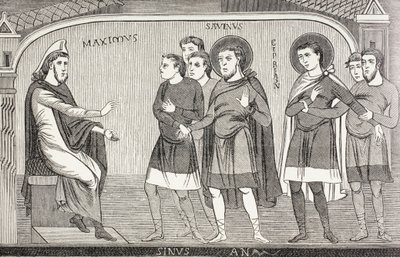 Saints Savin and Cyprian Confessing to Proconsul Galerius Maximus (After 11th Century Fresco) by Paul Lacroix