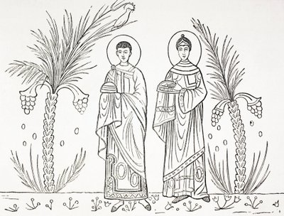 St. Cecilia and Her Husband Valerian (after a 3rd or 4th century mosaic) by Paul Lacroix