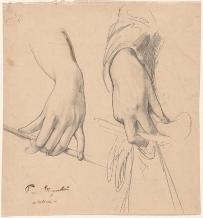 A Left Hand Holding a Staff and a Right Hand Holding a Glove and Riding Crop by Paul Meyerheim
