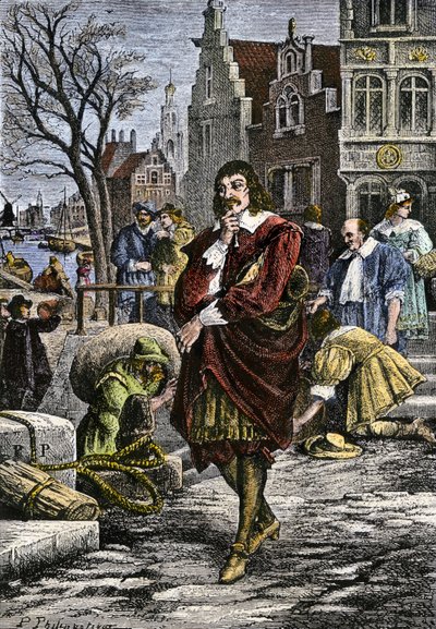 Rene Descartes Walking Through the Streets of Amsterdam by Paul Phillipoteaux