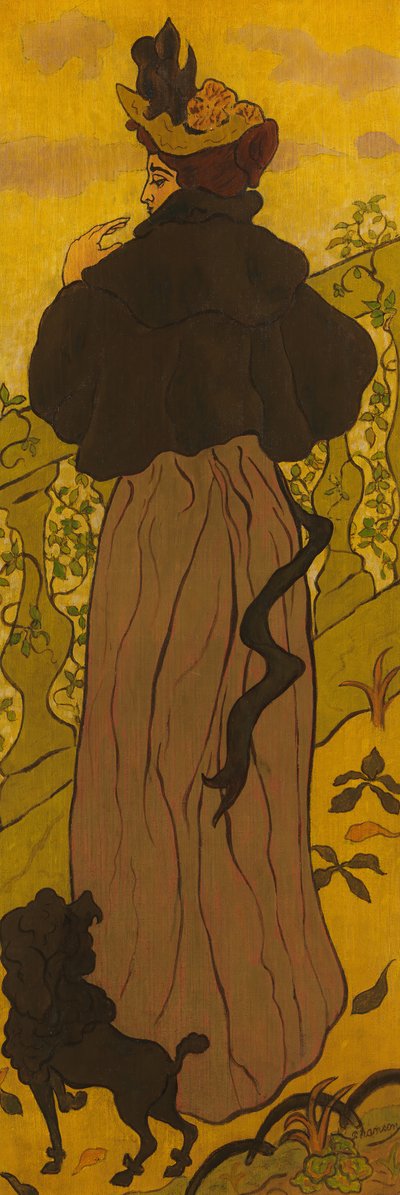 Woman Standing Beside a Balustrade with a Poodle, ca. 1895 by Paul Elie Ranson