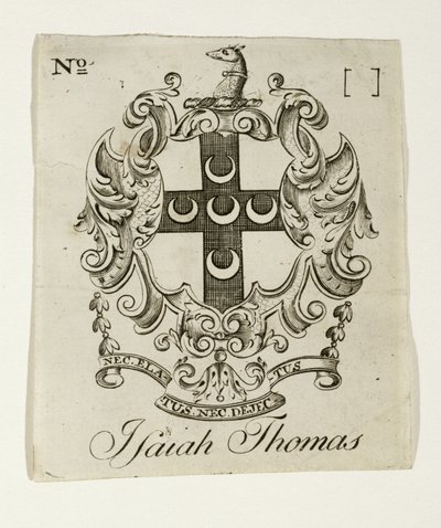 Bookplate for Isaiah Thomas (1749-1831) by Paul Revere