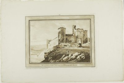 Manerbawr Castle in Pembroke Shire, from Twelve Views in Aquatinta from Drawings taken on the Spot in South Wales by Paul Sandby