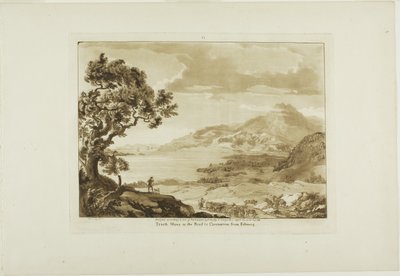 Traeth Mawr in the Road to Caernarvan from Fistiniog, plate six from Twelve Views in Wales by Paul Sandby