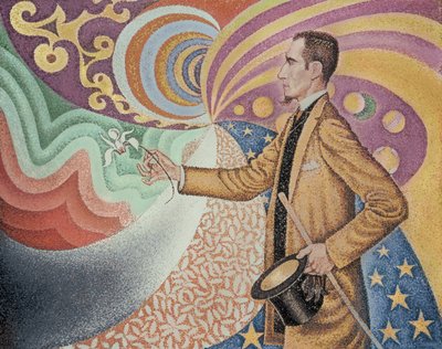 Opus 217. Against the Enamel of a Background Rhythmic with Beats and Angles, Tones and Tints, Portrait of Felix Feneon in 1890 by Paul Signac